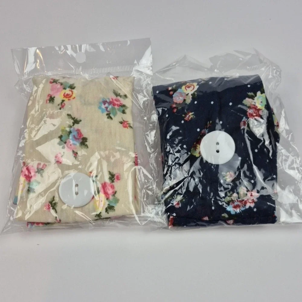 2 Pack Floral Twist Headband Hair Wrap Stretch‎ Buttons for Face Mask Nursing